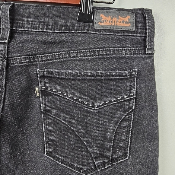 LEVI'S 505 Straight Leg Raw Hem Jean Pants Black Denim Womens Size 8 - Picture 8 of 15